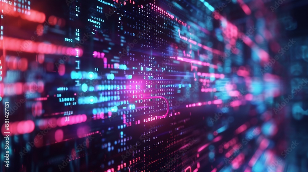 Abstract Digital Data Stream with Pink and Blue Glowing Lines Abstract Digital Data Stream with Pink and Blue Glowing Lines