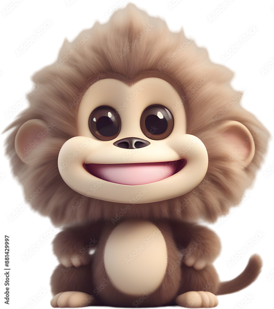 Fototapeta premium Adorable Cartoon Monkey Illustration with Fluffiness. 