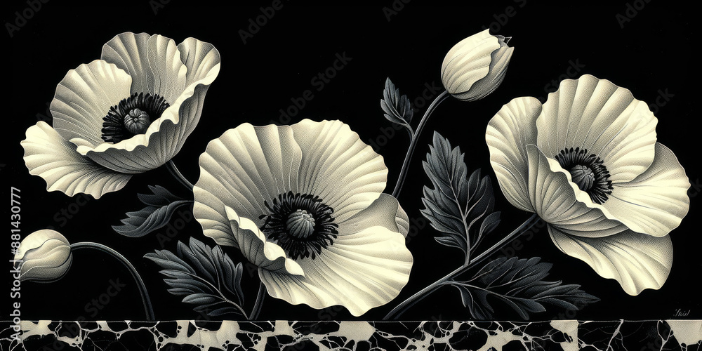 Obraz premium パネルの壁アート、壁の装飾、花のデザインの大理石の背景