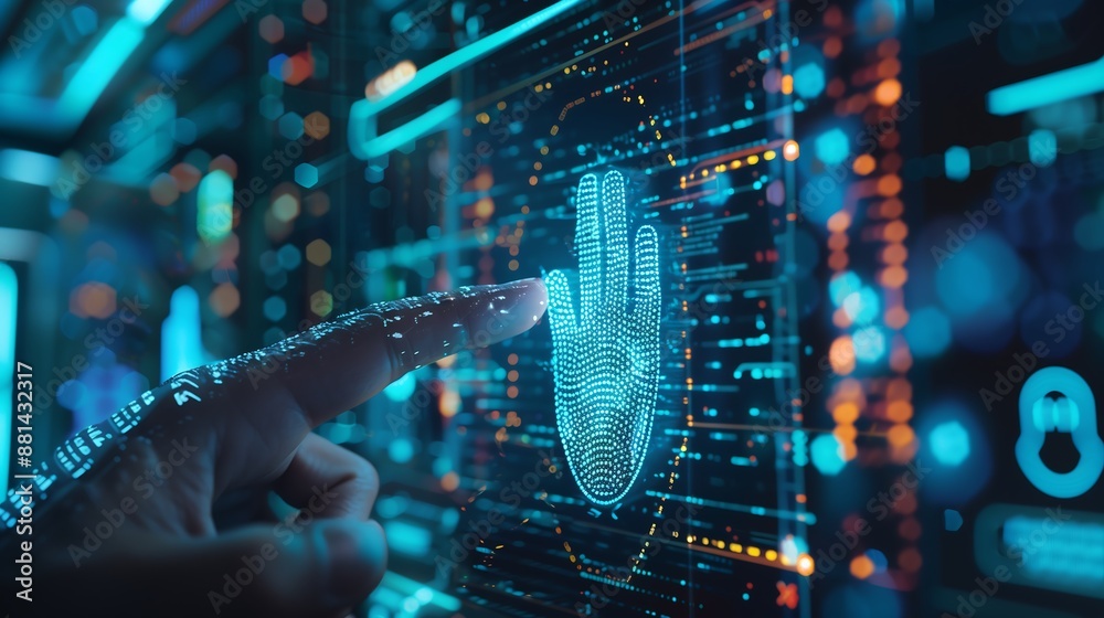 technology background biometric hand technology background biometric hand