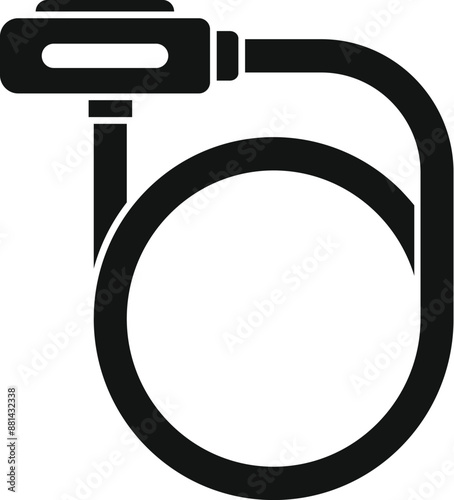 Black silhouette of a bicycle lock securing a bike