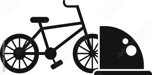 Promoting eco friendly commuting, a bicycle is parked securely, showcasing urban planning that prioritizes green transportation solutions