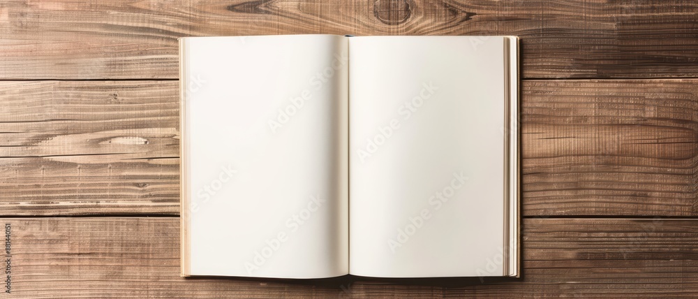 Open Blank Book on Wooden Table - Ready for Writing, Drawing, or Sketching - Perfect for Creative Projects and Journaling Open Blank Book on Wooden Table - Ready for Writing, Drawing, or Sketching - Perfect for Creative Projects and Journaling