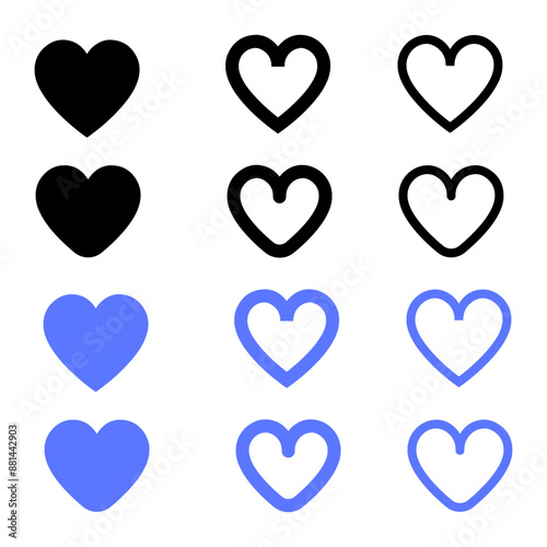 Heart icon black filled with love. Love level. Modern flat sign for design and decoration. Simple outline style. Vector image.
