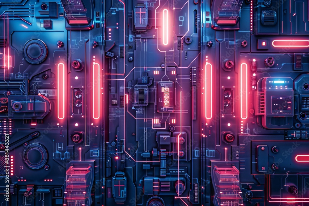 Fototapeta premium Detailed image of a futuristic science fiction panel with intricate designs