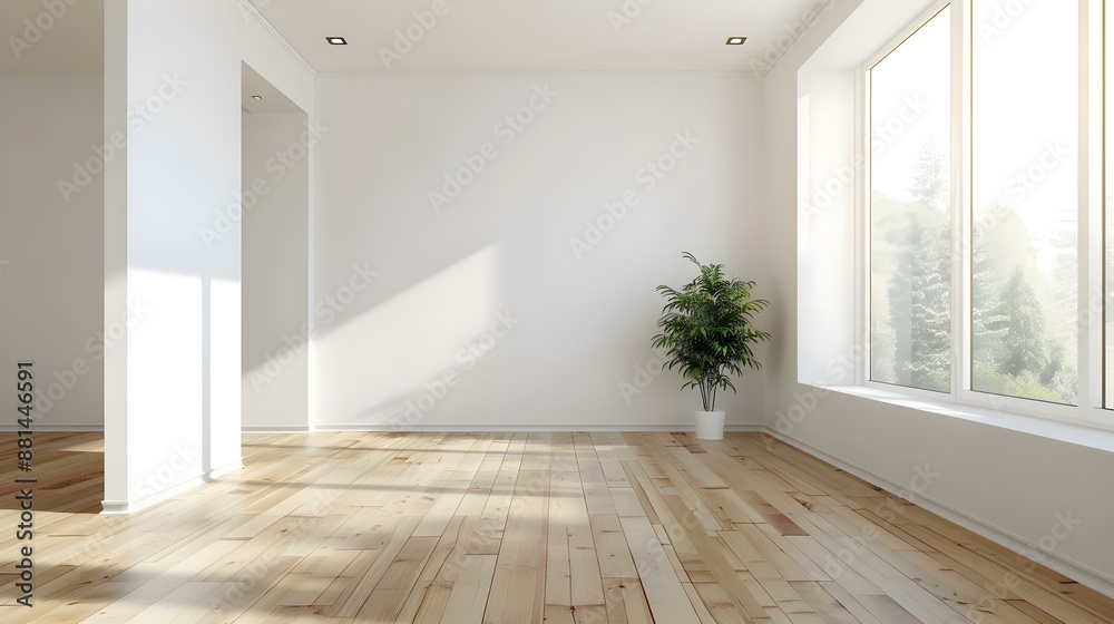 Obraz premium Bright living room interior with white empty wall