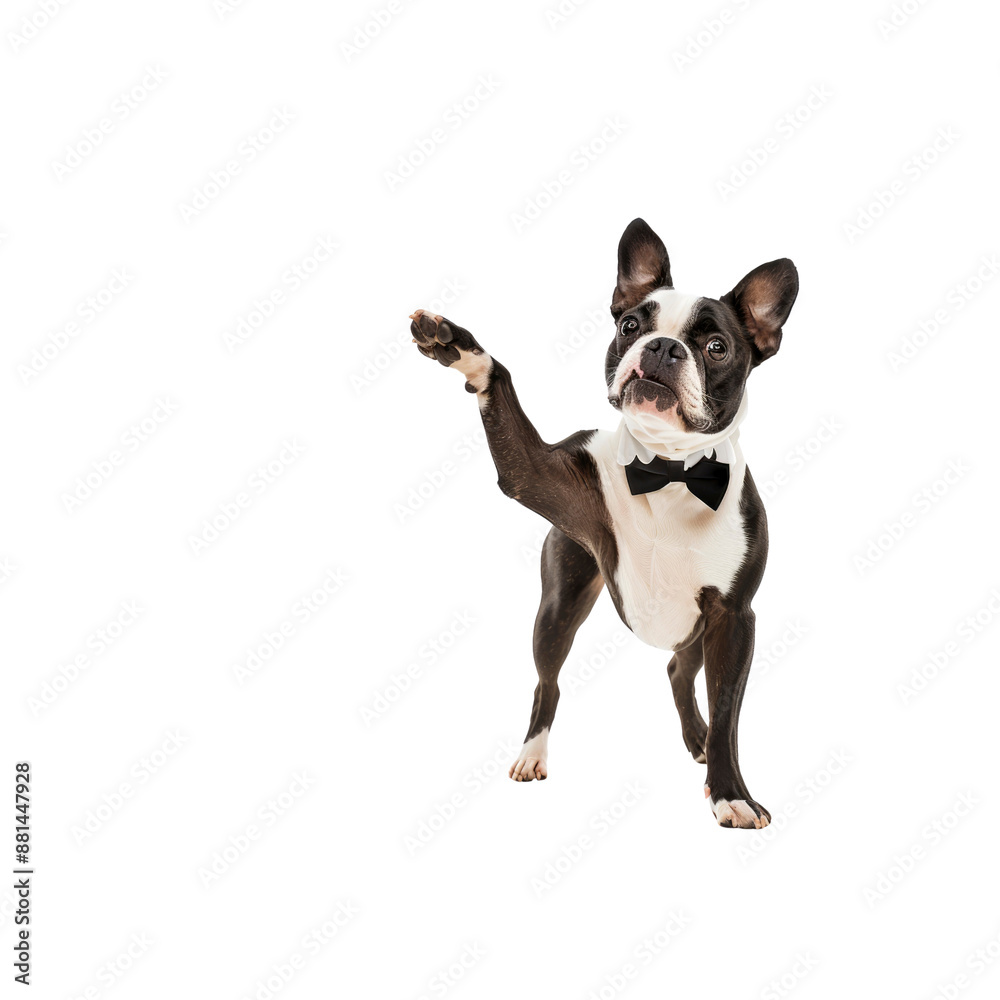 Boston Terrier Entertains Guests, Isolated on transparent background Boston Terrier Entertains Guests, Isolated on transparent background