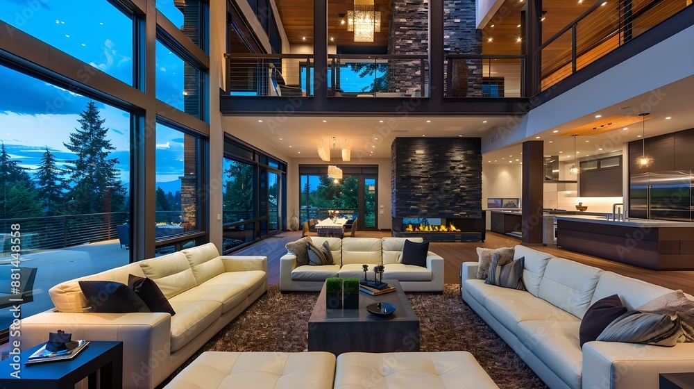 Large modern luxury living room interior in Bellevue Large modern luxury living room interior in Bellevue