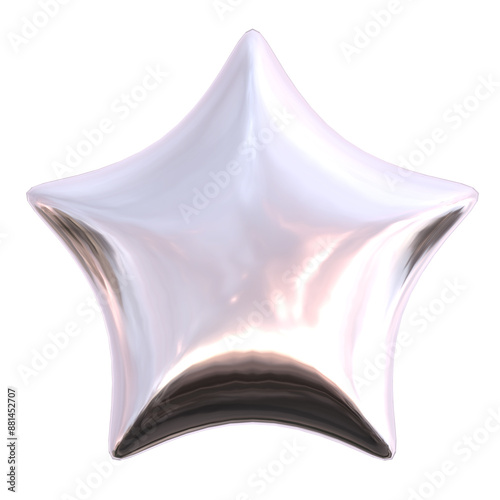 3d star chrome glossy shapes futuristic style element