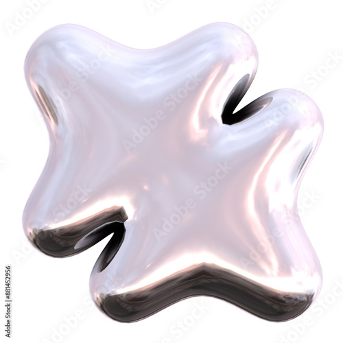 3d chrome glossy shapes futuristic style element