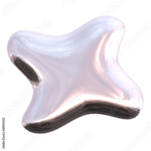 3d chrome glossy shapes futuristic style element