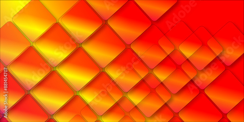 Abstract lines pattern technology on red and yellow gradients background. bright oily drops in water with colorful background, gradient shape red colorful abstract geometric design background.