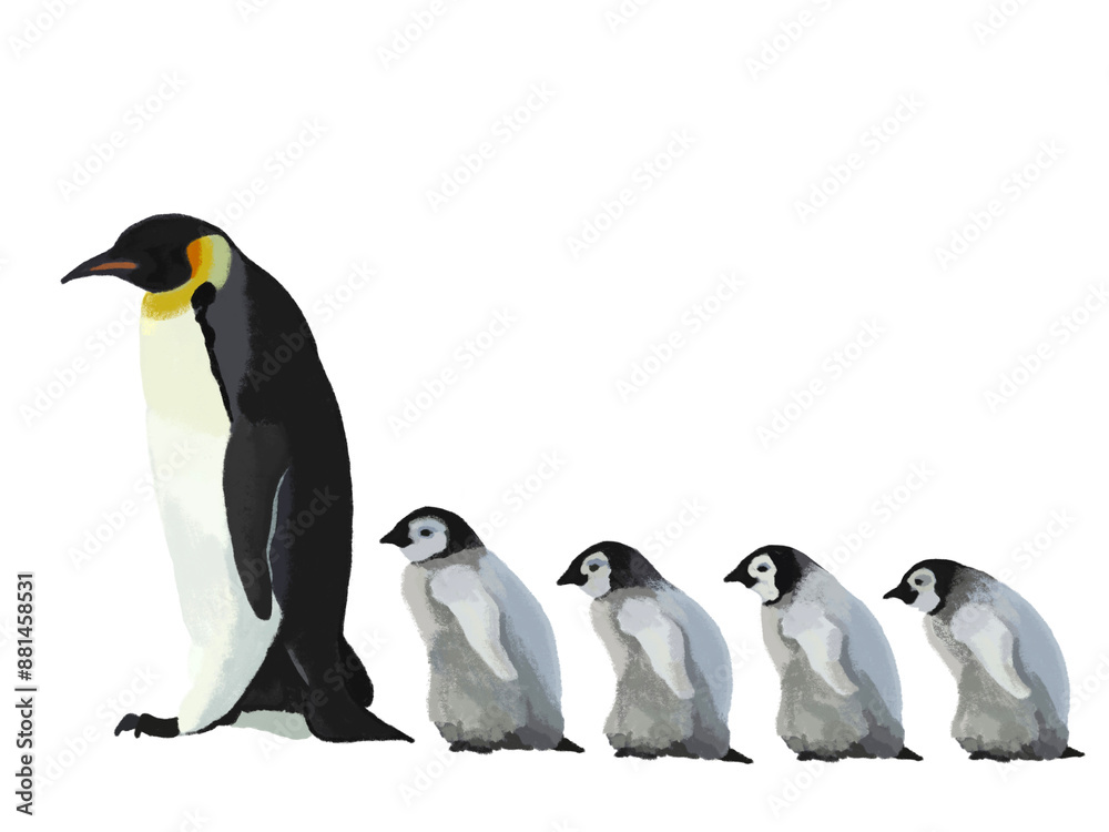 Fototapeta premium ペンギンの親子（5羽）