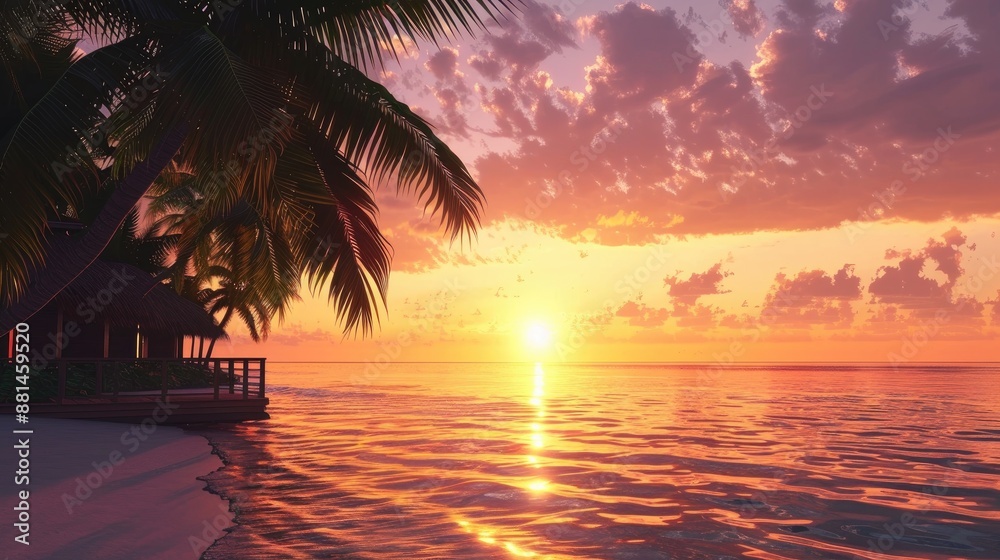 Fototapeta premium Beach sunset at a resort