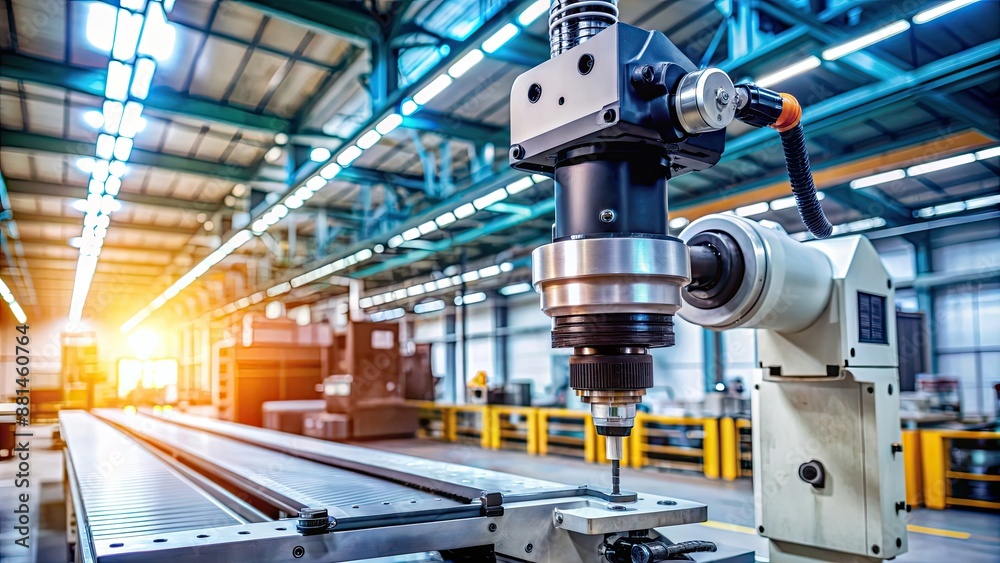 Robot drill machine tool with camera at industrial manufacturing factory , industrial, manufacture, factory, robot Robot drill machine tool with camera at industrial manufacturing factory , industrial, manufacture, factory, robot