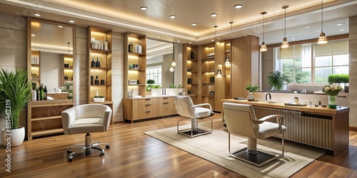Relaxing at a luxurious spa salon with various cosmetology supplies, Spa, salon, relaxation, beauty, massage, skincare © Sujid