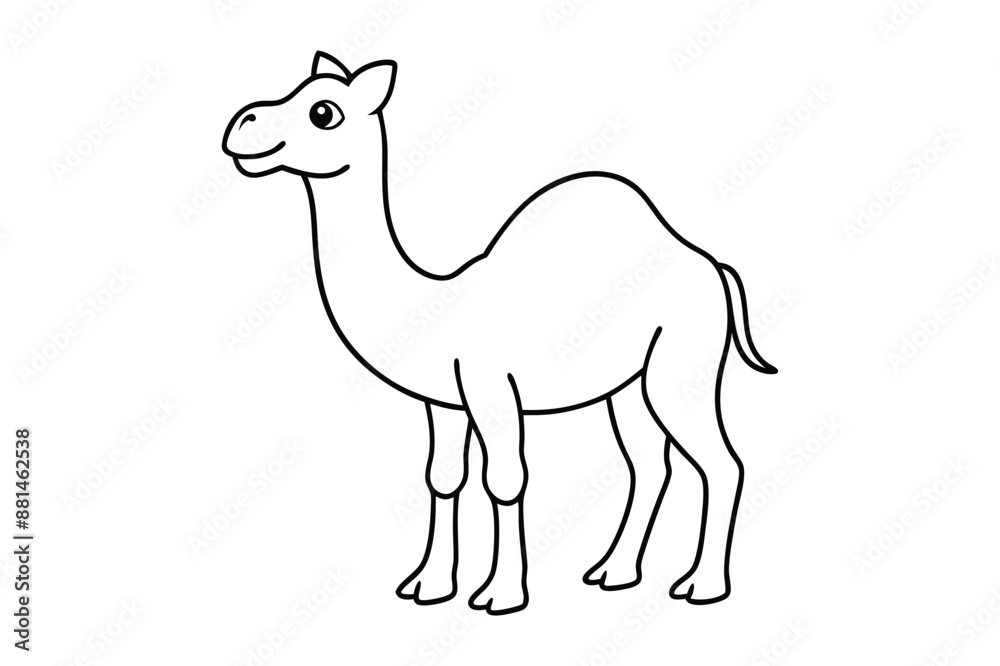 Fototapeta premium Camel line art vector silhouette 