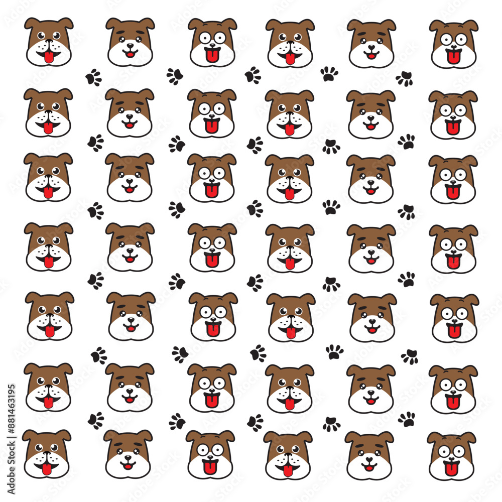seamless cute dog and paw pattern seamless cute dog and paw pattern