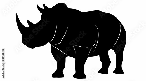 white background rhino silhouette vector