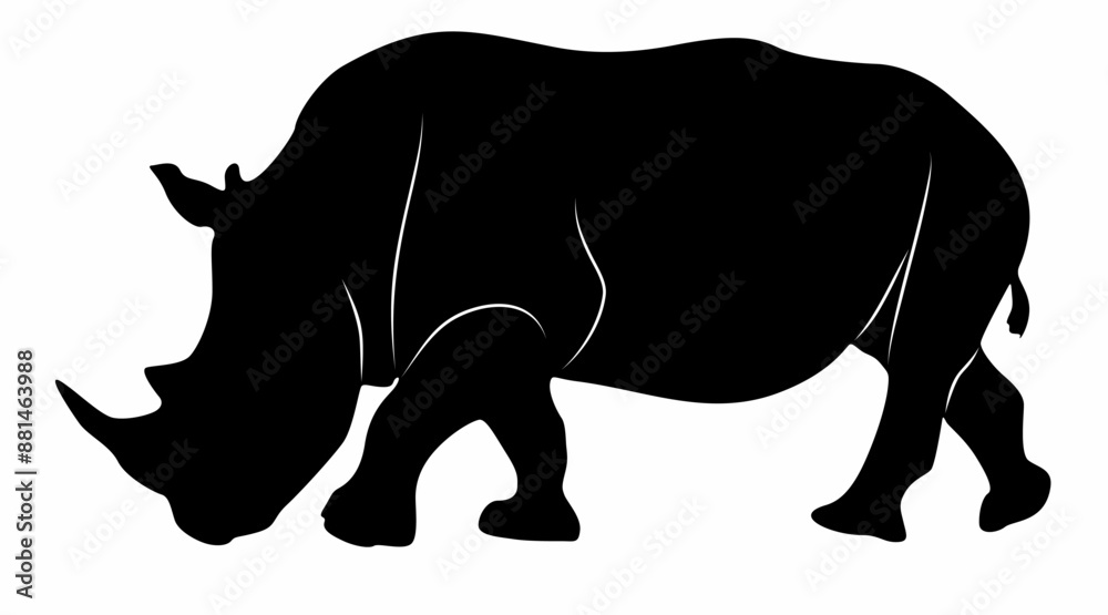 Fototapeta premium white background rhino silhouette vector