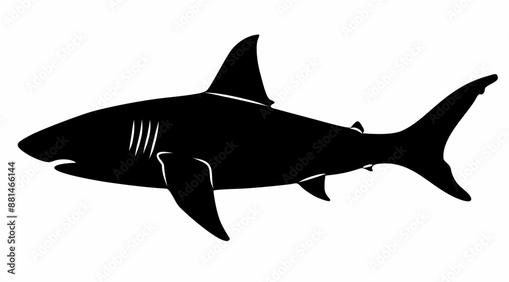 Naklejka premium shark silhouette vector white background