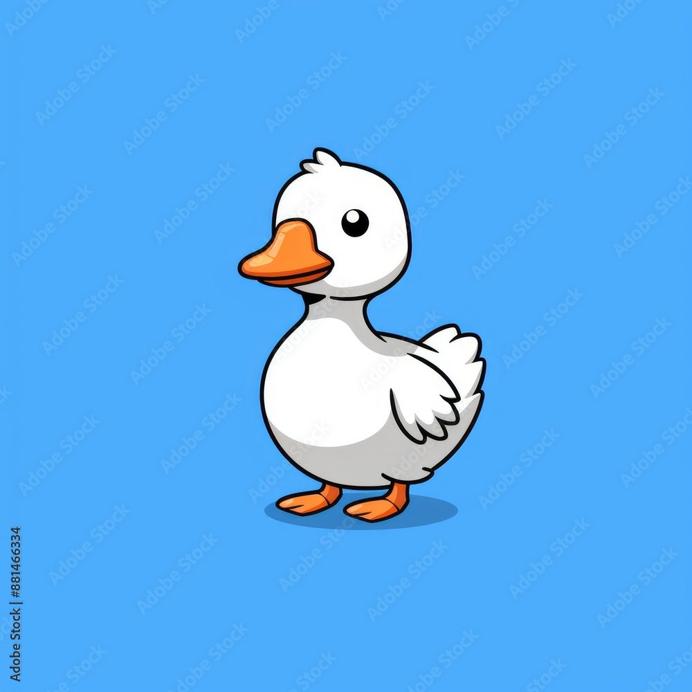 cute goose logo, simple flat, design with white feathers, lake shape against a blue background, minimalist, color blocks cute goose logo, simple flat, design with white feathers, lake shape against a blue background, minimalist, color blocks