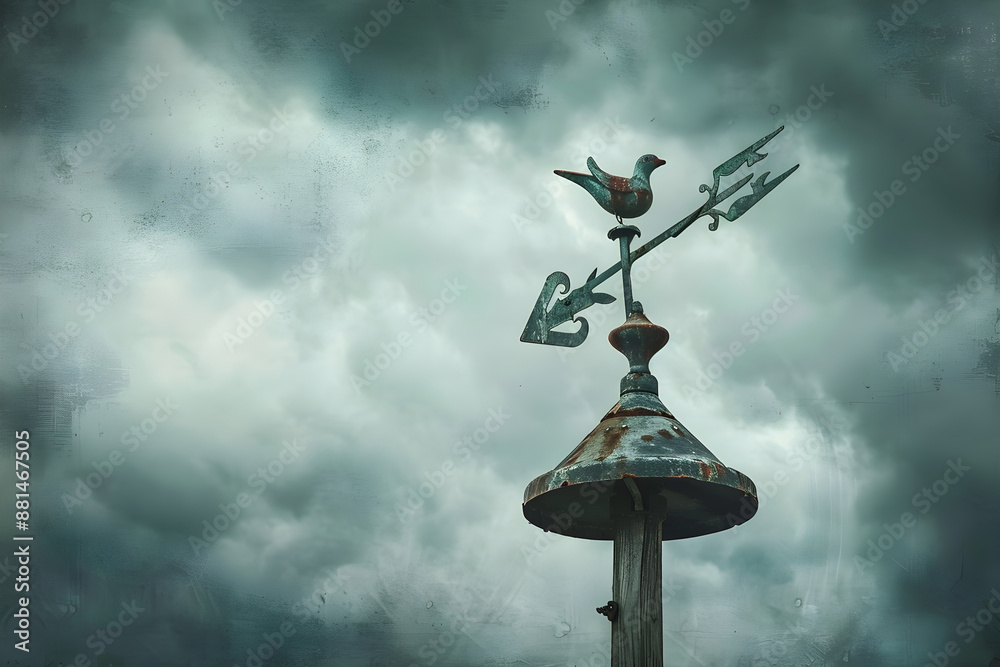 A weather vane on a stormy day A weather vane on a stormy day