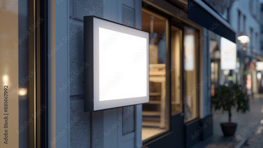 Empty square light box display on the wall outdoors Empty square light box display on the wall outdoors