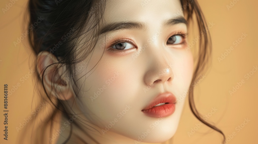 Young asian woman k-beauty makeup skincare commercial. Young asian woman k-beauty makeup skincare commercial.