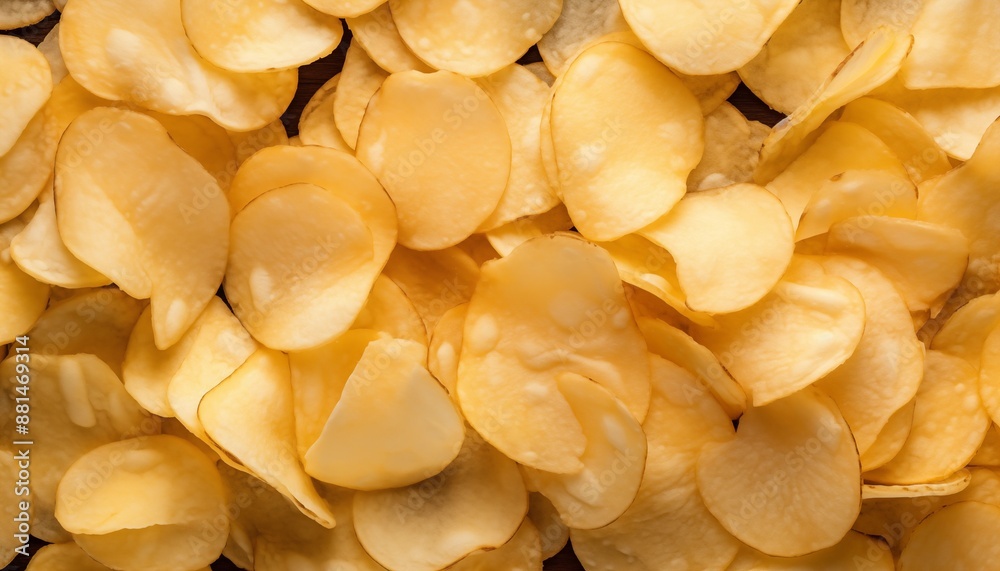 close up of a pile of potatoes, potato chips isolated on white