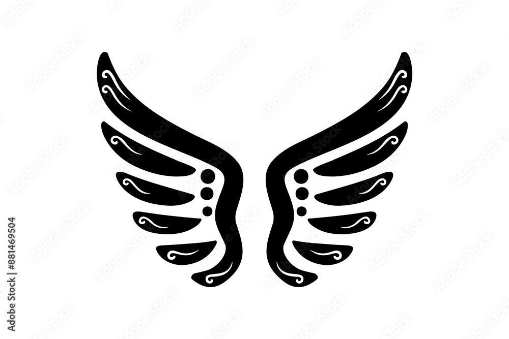 Obraz premium Sketch angel wings. Angel feather wing illustration.