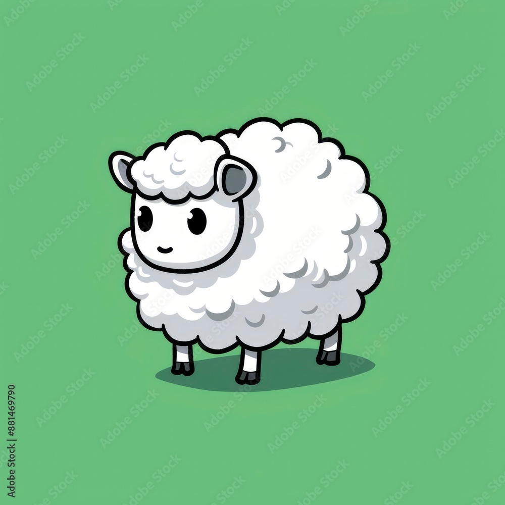 cute sheep logo, simple flat, design with white wool, pasture shape against a green background, minimalist, color blocks cute sheep logo, simple flat, design with white wool, pasture shape against a green background, minimalist, color blocks