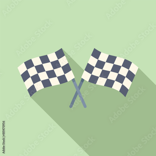 Two crossed checkered flags waving in the wind celebrating a victory