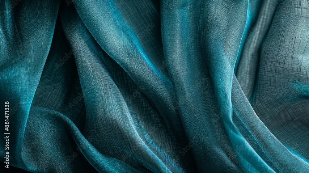 Obraz premium Teal fabric background. Abstract background