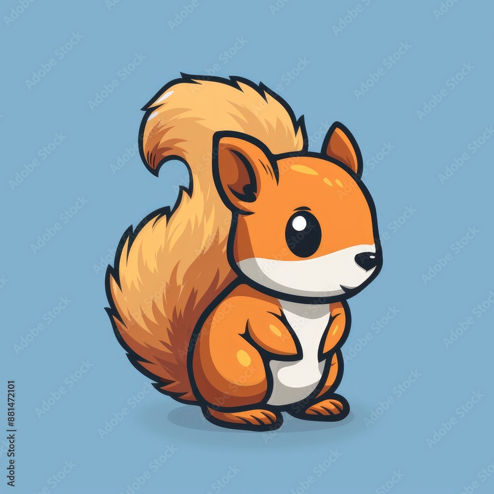 cute squirrel logo, simple flat, design with brown fur, acorn shape against a light blue background, minimalist, color blocks cute squirrel logo, simple flat, design with brown fur, acorn shape against a light blue background, minimalist, color blocks