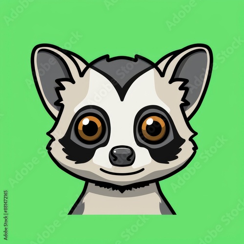  cute sugar glider logo, simple flat, design with gray fur, leaf shape against a green background, minimalist, color blocks