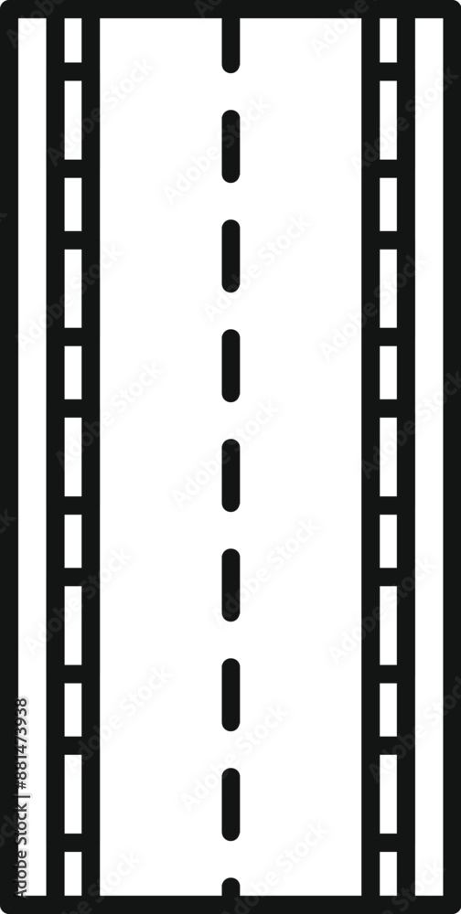 Minimalistic line art illustration of a straight road with markings leading towards infinity Minimalistic line art illustration of a straight road with markings leading towards infinity