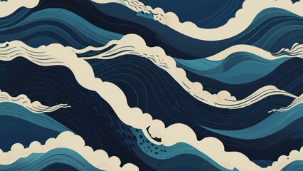 Papier peint photo Paysage patrons Vagues marines motif bleu apaisant  © Photographybd60