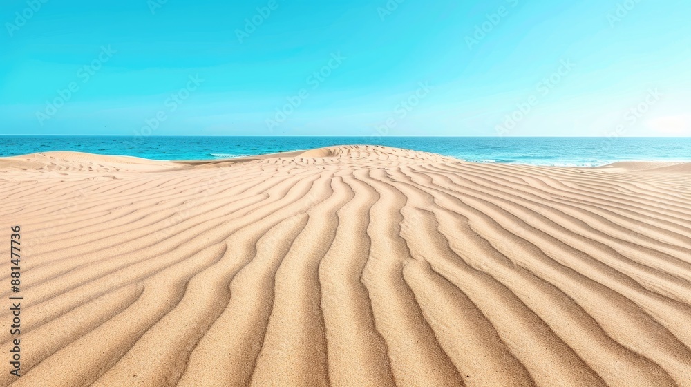 Pattern of wind blown waves on sand with blue sky view Pattern of wind blown waves on sand with blue sky view