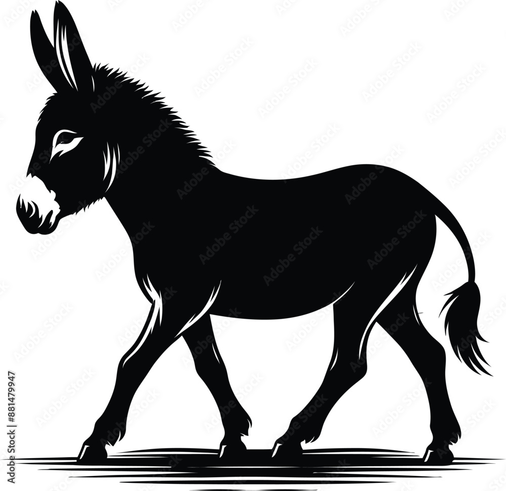 Donkey silhouette vector illustration set collection black on white background