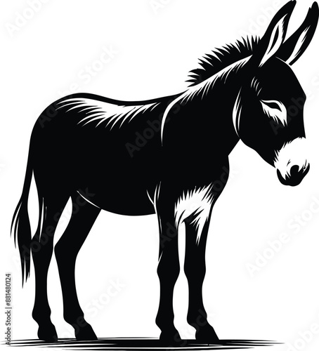Donkey silhouette vector illustration set collection black on white background