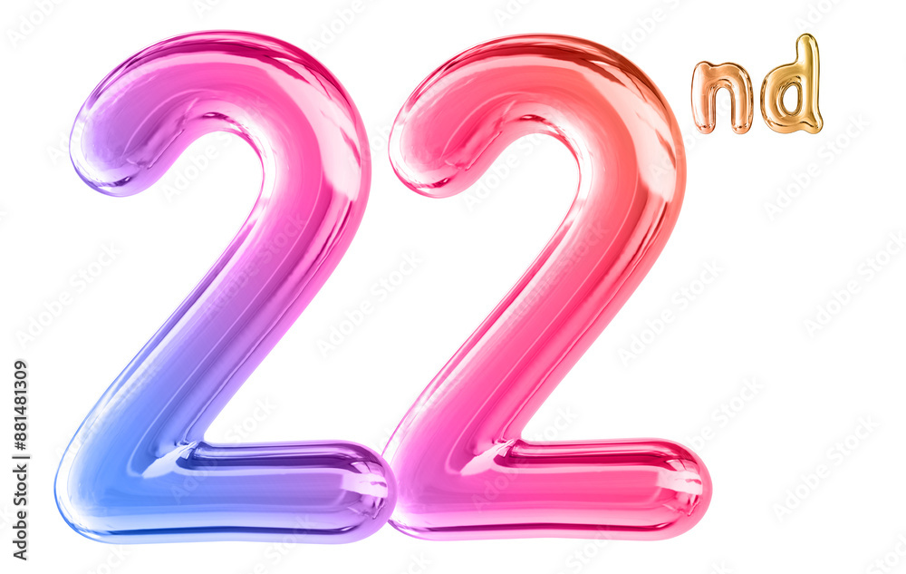22nd Anniversary Gradient Number 3D 22nd Anniversary Gradient Number 3D