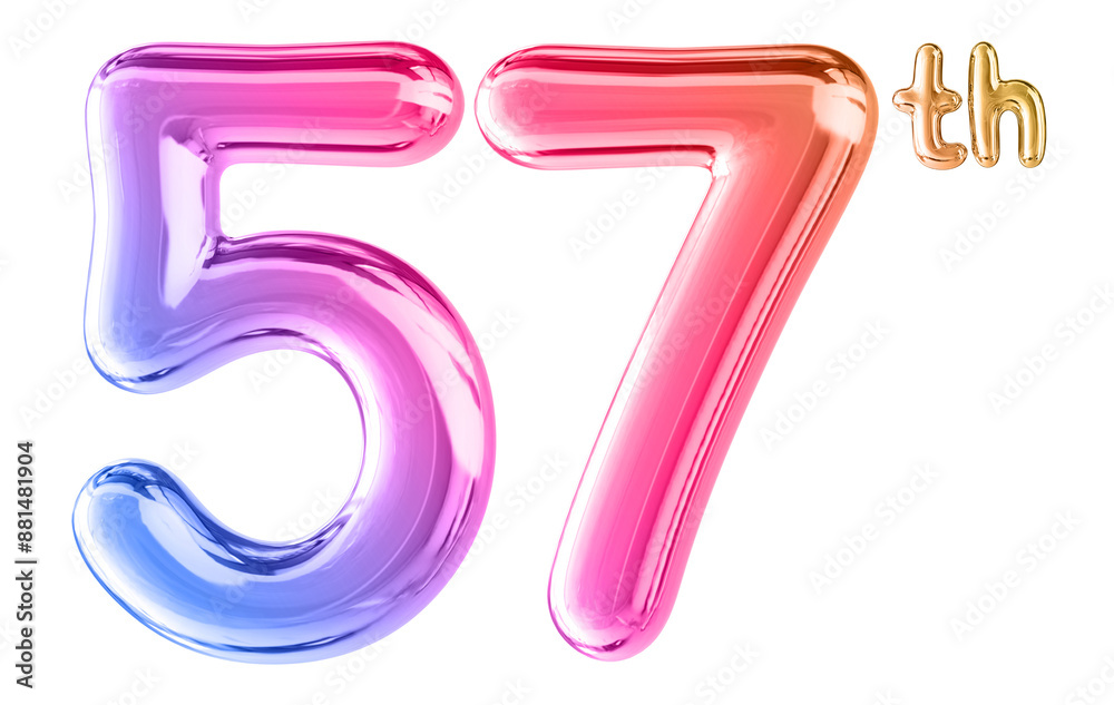 57th Anniversary Gradient Number 3D 57th Anniversary Gradient Number 3D