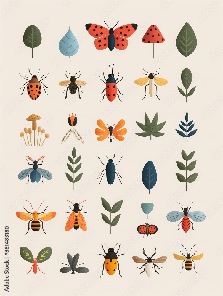 Vintage-inspired clipart illustrations of insects and botanical ...