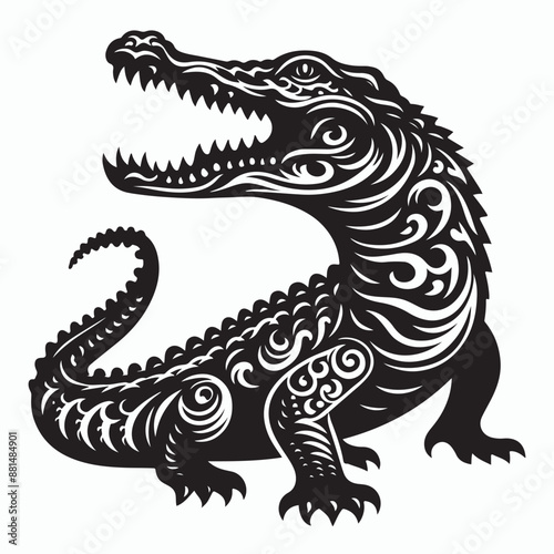 Wallpaper Mural Crocodile silhouette vector on white background Torontodigital.ca