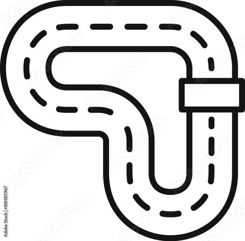 Line art icon of a winding race track seen from above