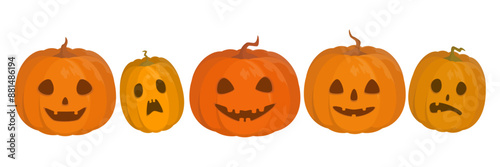 ハロウィンのカボチャ　ジャック・オー・ランタンのイラスト