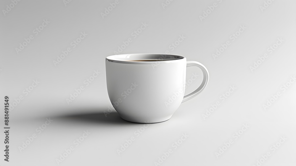 3. A minimalist image with a white background displaying a plain ceramic coffee mug, centered and empty 3. A minimalist image with a white background displaying a plain ceramic coffee mug, centered and empty