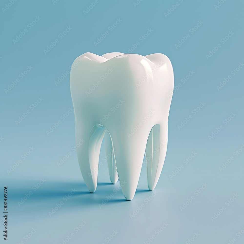 3D Illustration of a Tooth on Soft Blue Background