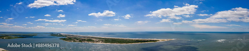 Wallpaper Mural Panoramic view of Jones Beach with boats dotting the clear blue waters. Showcases the harmonious blend of marine activity and serene beach landscapes. Torontodigital.ca